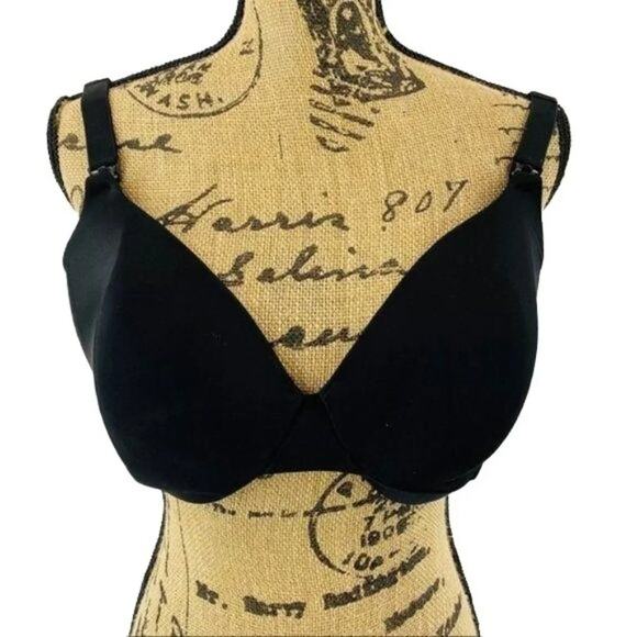 Nursing Bra Full Coverage Underwire Black 38DD Breast Feeding Pumping - Picture 1 of 6